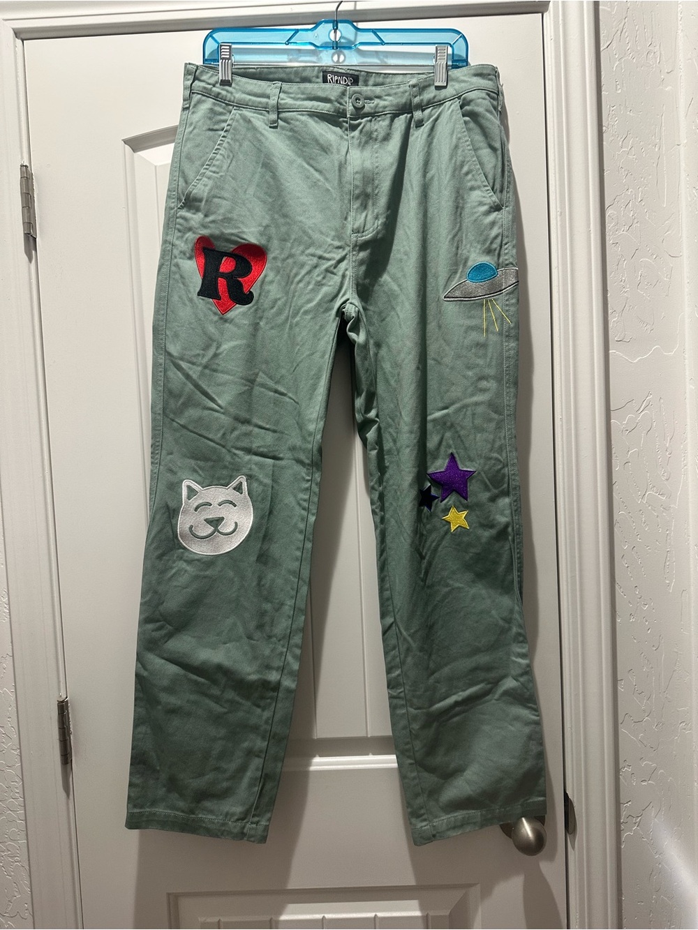 Ripndip Sage Green Pants with patches - New- Men W34